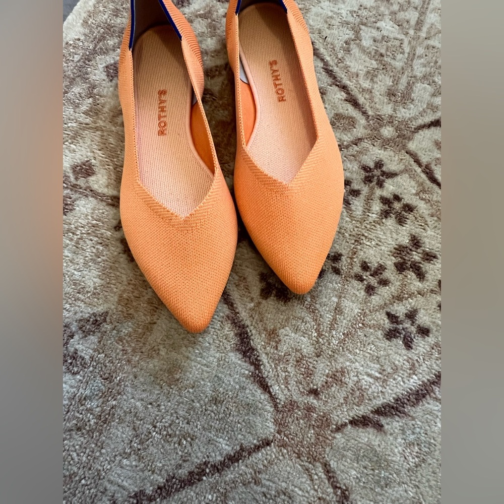 NWOT/Rothy's Women’s Pointed Toe Flats Tangerine Orange Washable Fabric - Picture 9 of 12